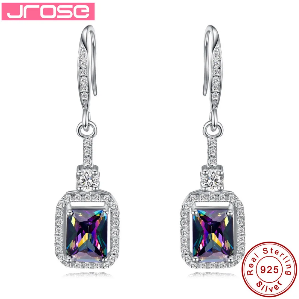 

Jrose,Selling luxury lady earring 100% authentic 925 standard sterling silver earrings colorful CZ engagement wedding gift