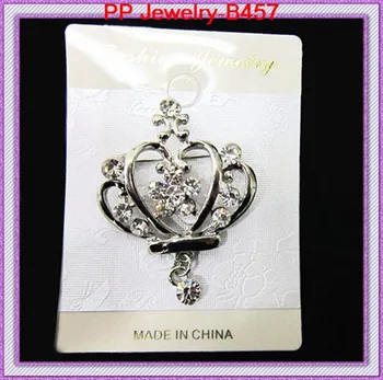 

Free shipping silver plated crystal pendent Crown pin brooch girl brooch