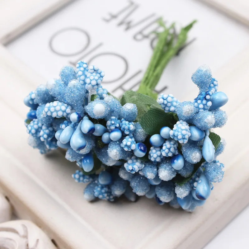 Абрикос, 12 шт./лот, искусственный цветок, стебель проволоки, сделай сам, венок, Свадебная коробка, украшение, свадебный цветок - Цвет: Cowboy blue