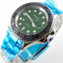 Bliger 40mm green dial date Ceramics Bezel Stainless steel case saphire glass Automatic movement Men’s watch
