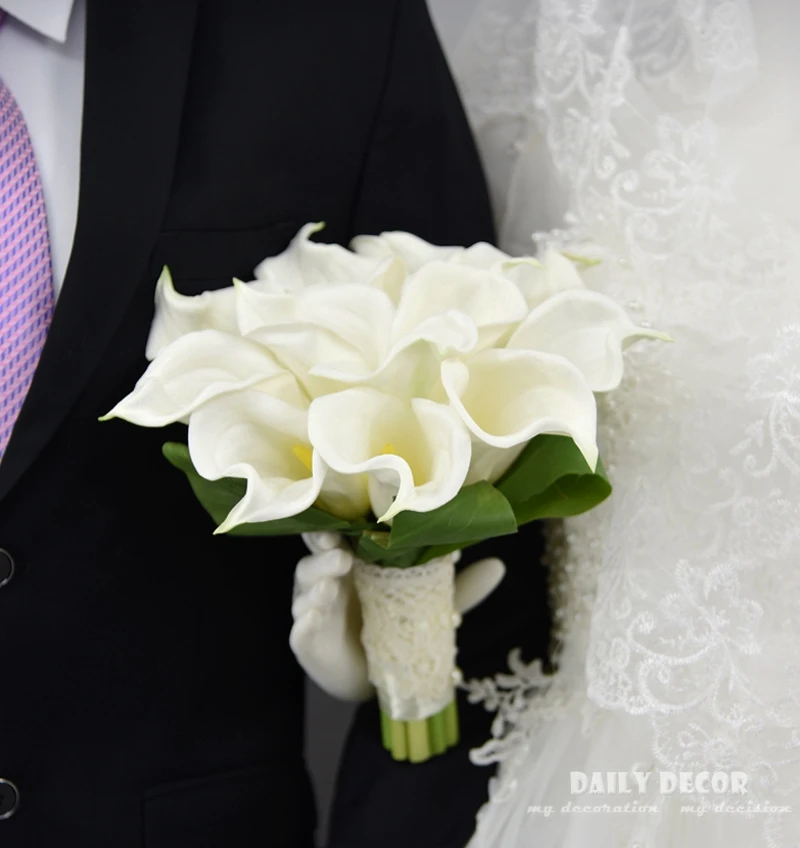 Us 32 0 Real Touch Pu Calla Lily Wedding Bridal Bouquet Bride Holding Hand Hold Flowers White Artificial Flower In Us 32 0 Real Touch Pu Calla Lily Wedding Bridal Bouquet Bride Holding Hand Hold Flowers White Artificial Flower In