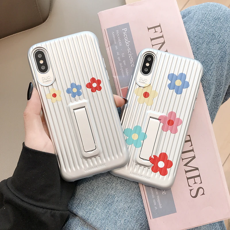 Роскошный багажный чехол для телефона iphone X XR XS Max 6 6s Plus 7 8 милый цветочный мягкий