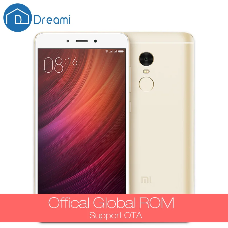 Dreami Original Xiaomi Redmi Note 4 16GB ROM 2GB RAM MTK Helio X20 Deca Core 5.5 Inch Fingerprint ID 4100mAh Mobile Phone Note4