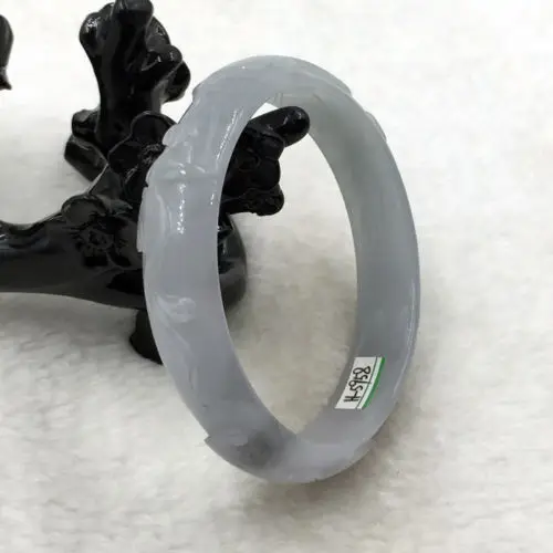 

01693 Vintage Chinese Hand-carved Green Jadeite Jade Gems Bracelet Bangle
