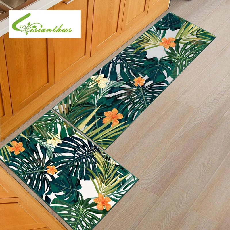 Floor Mat Carpet Plant Leaves Printed Living Room Doormat Bath Rug