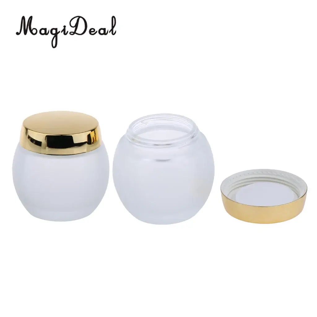 2 x 120g Frosted Glass Mask Jar Cream Containers Cosmetic Empty Can Sample Bottle - Refillable/Reusable