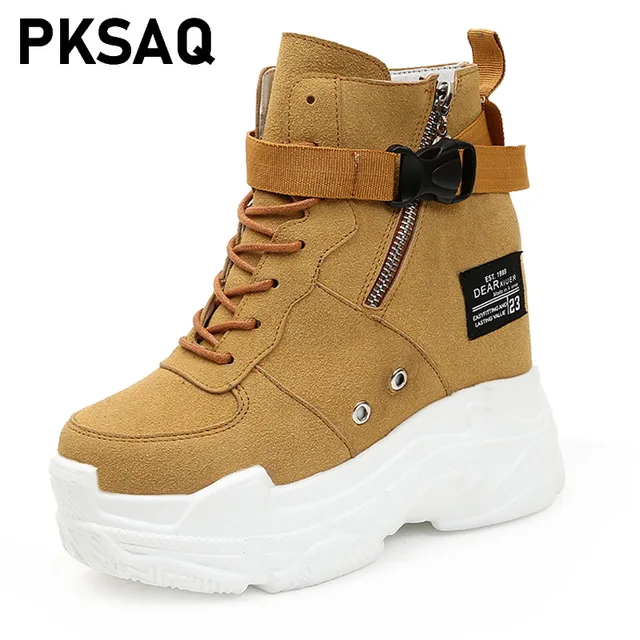 US $19.96 Spring Autumn Women Ankle Boots 2019 Platforms Shoes Woman 11CM High Heels Inside Height Increasing