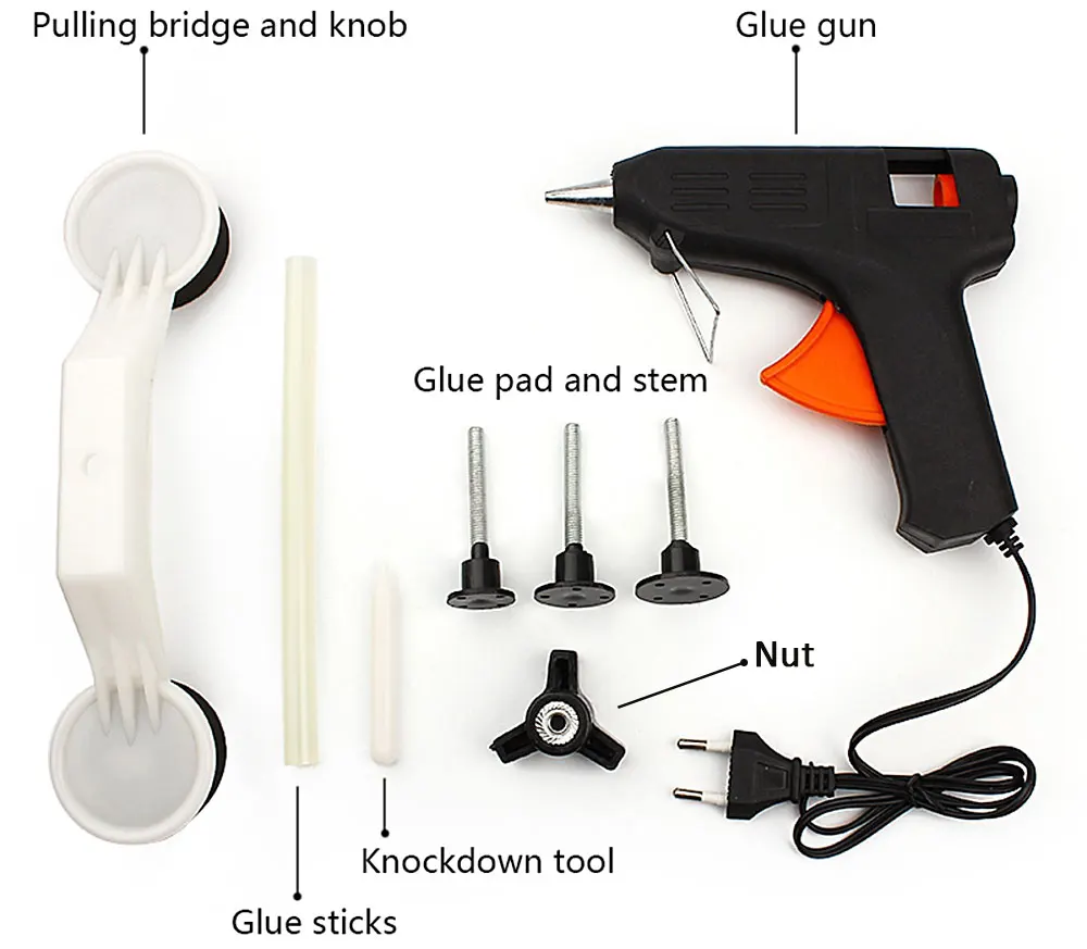 2016 Hot Selling Auto Pops A Dent Ding Repair Removal Tool ABS Glue Gun DIY Paint Car Care Tools Set Kit For Vehicle Automobile