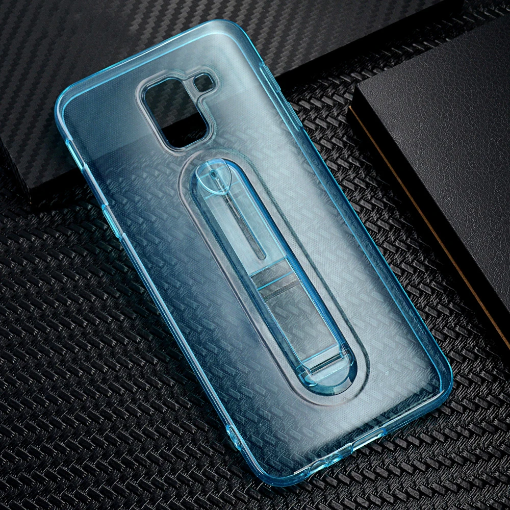 Скрытая мягкий палец кольцо чехол для телефона samsung Galaxy J4 J6 2018 прозрачный