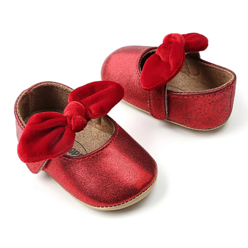 Модная детская обувь с бантиком и мягкой подошвой; нескользящая обувь для маленьких принцесс; обувь для малышей 0-18 месяцев