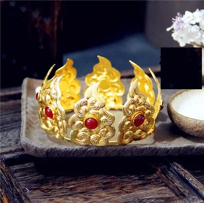 LYZ Tao Hua Du Ming Dynasty Тиара для волос набор Китайский винтажный ручной резной головной убор невесты Свадебный DiJi Макияж для волос ювелирные изделия - Цвет: middle crown 1pc