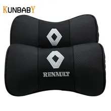 KUNBABY 1 Pair Car Styling Auto In Pelle Cuscino Del Collo Testa 3D Poggiatesta auto Cuscino Cuscino Per Renault Duster Megane 2 3