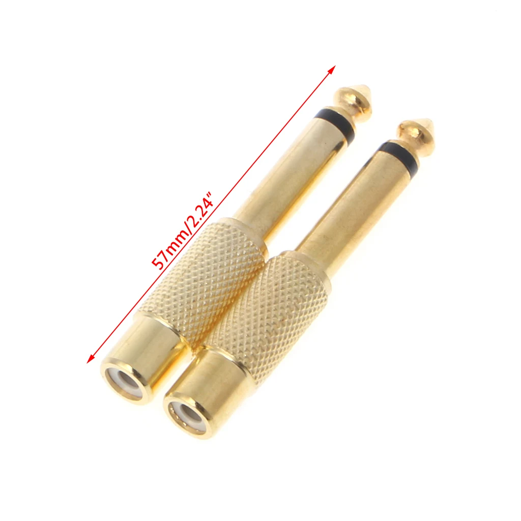 

2 Pcs 6.35mm 1/4" Mono Male Jack To RCA Female Plug Audio Adapter Cable Converter