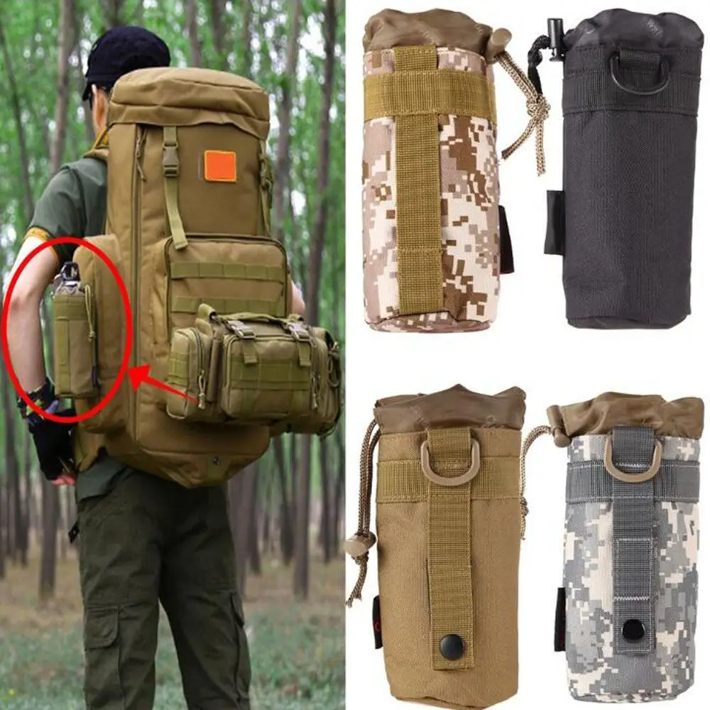 Huntvp Tactical Water Bottle Pouch Holder Military Water Bottle Carrier Bag 900D Nylon Molle Kettle Bag Holder 550ml, Black