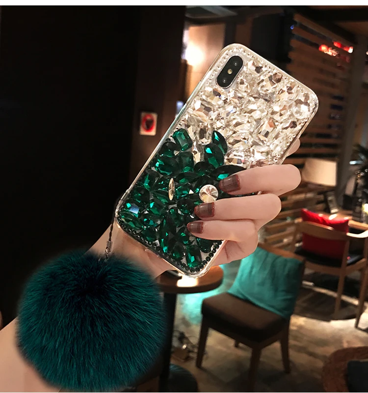 

Fashion Design Luxury Bling Crystal Rhinestone With Fur Ball Tassel Case Cover For Xiaomi mi 5S 6 8 Lite 9 SE 5X 6X A2 MAX2 MAX3