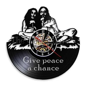 

1Piece LED Peace Sign Hippie Night Lamp Hippie Quote Vinyl Wall Clock Monogrammed Vinyl Record Wall Art Handmade Gift