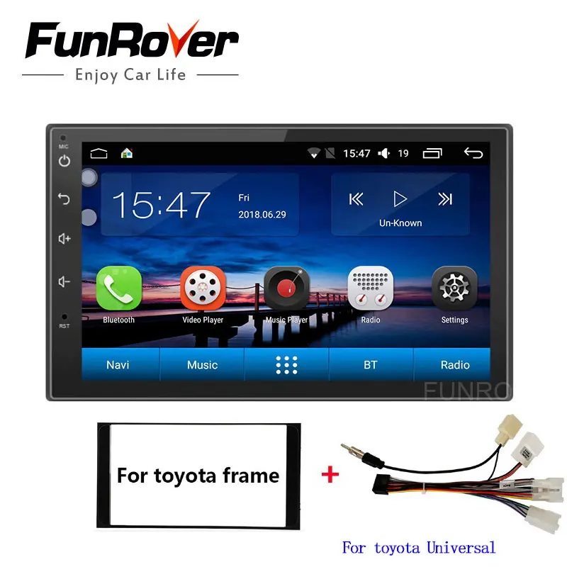 

Funrover 7inch 2din Android 8.0 Car dvd Multimedia For Toyota Prado RAV4 Corolla universal radio gps navigation system autoradio