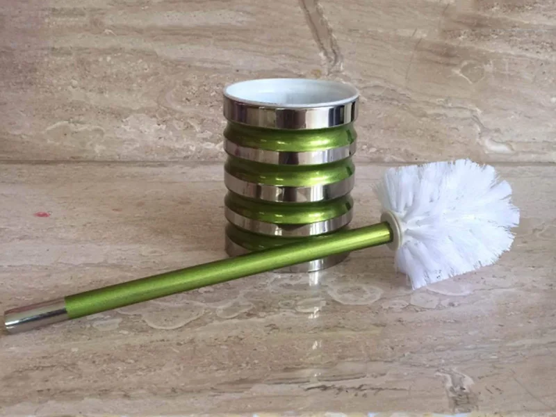 Green colorful toilet brush holder.1