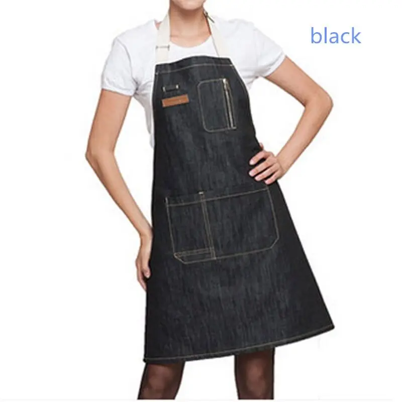 New Fashion Antifouling Kitchen cooking Denim apron for Woman and man Restaurant work apron Pinafores Tablier Unisex adult apron
