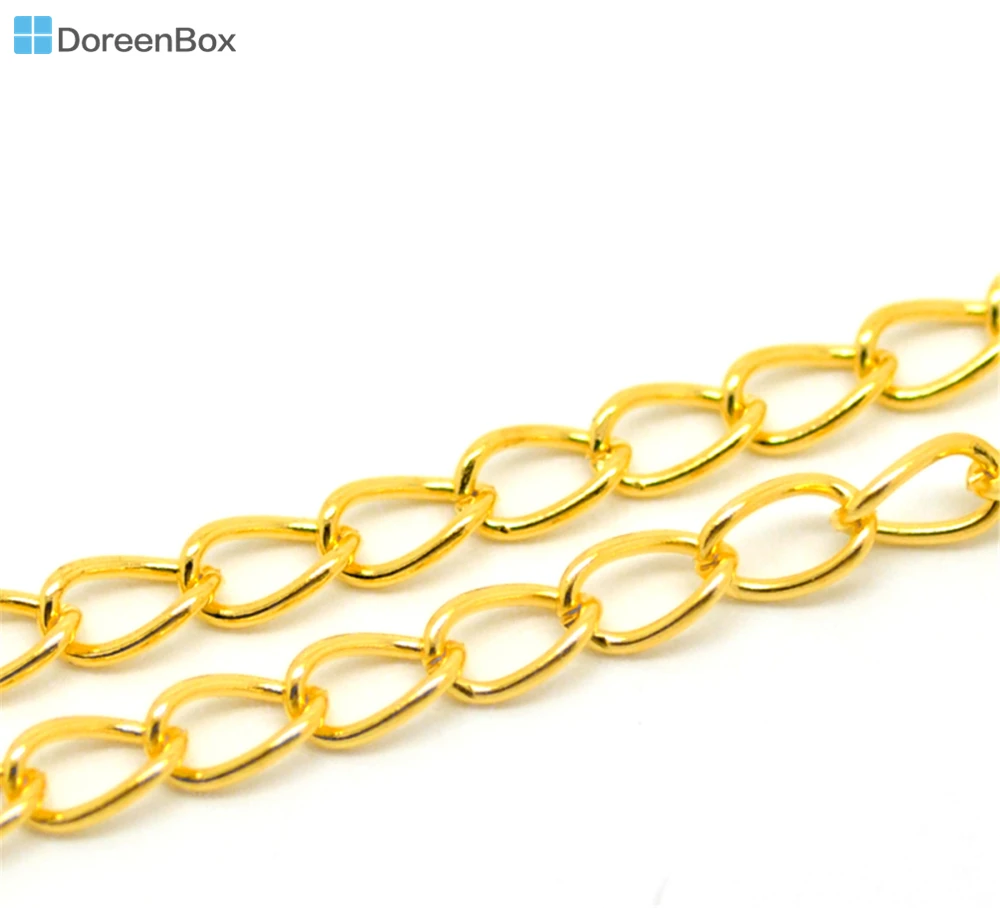 Doreen Box Lovely 2M Gold color панцирная цепь фурнитура 8x5 мм (B00786)|chain findings|curb chainfindings chain |