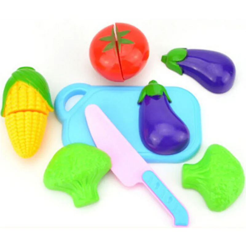 1 набор, детский игровой домик, игрушка для вырезания фруктов, пластиковые овощи, кухня, классические детские игрушки, набор для ролевых игр, развивающие игрушки 882984 - Цвет: 6PCS  Vegetables
