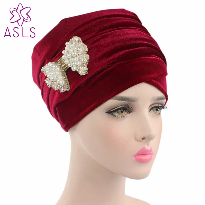 New luxury hijab Nigeria velvet Turban Head Wrap Extra Long Turban