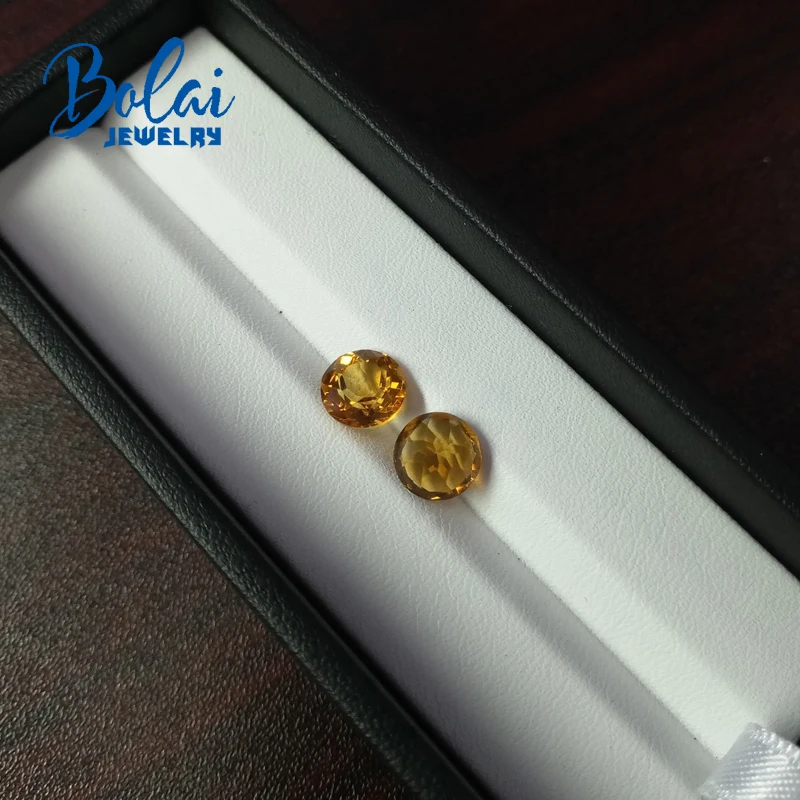 

Bolaijewelry,Natural citrine round 8.0mm 2 piece in one lot 3.7ct loose gemstone for jewelry