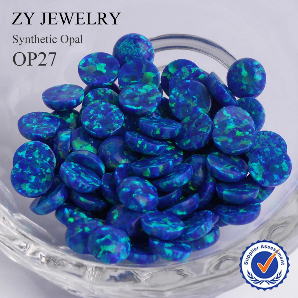 

Best Selling Color Play 2mm Round Fire Opal Stone OP27 Blue Cabochon Opal