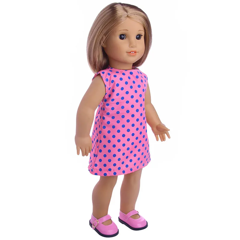 В Горошек классическое платье для 18 дюймов американская кукла, дети лучший рождественский подарок