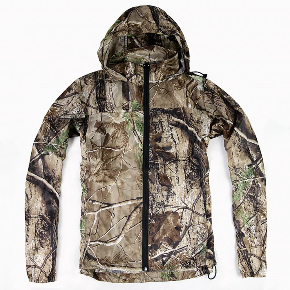 

New Men Outdoor Hunting Fishing Climbing Camouflage Jacket Lightweight and Thin Breathable Hooded Coat Waterproof Skin clothing