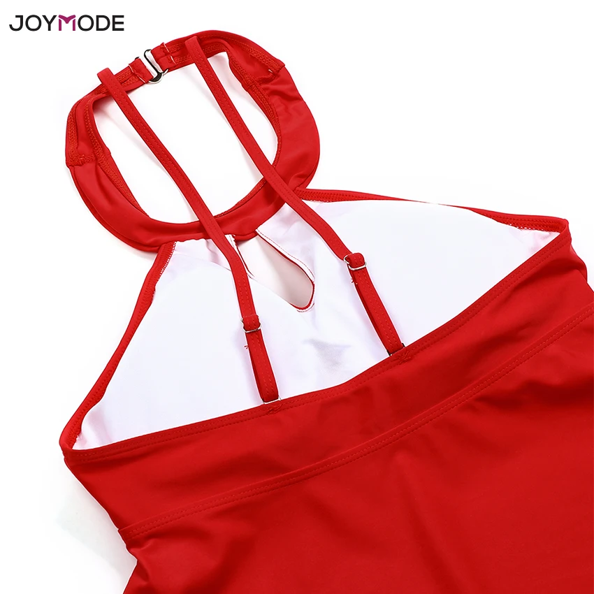 JOYMODE летний красный лоскутный купальник из двух частей сексуальный стринги