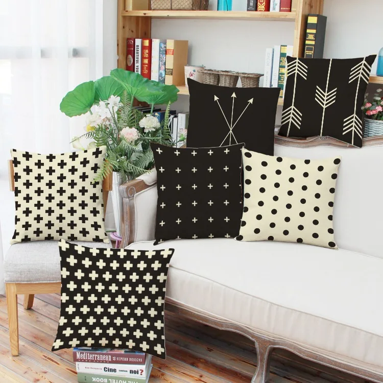 

Geometric Cotton Linen Striped Dot Decorative Cushion Cover Sofa Throw Pillow Cover Chair Car Pillow Case WY024