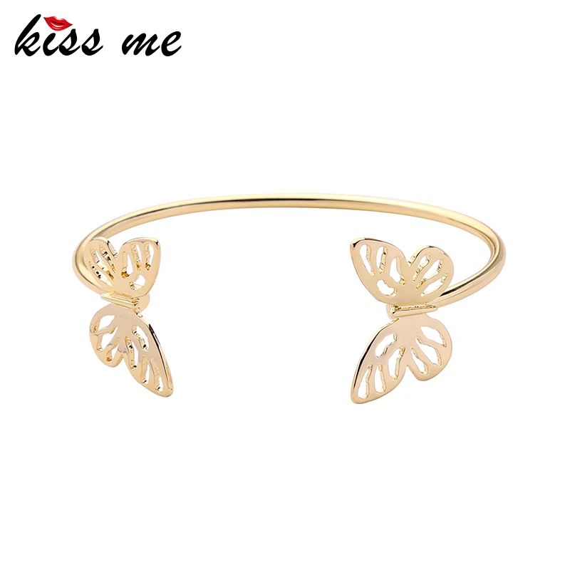 

KISS ME Gold Color Alloy Hollowed Butterfly Bangle Female 2019 New Fashion Cuff Bracelets Bangles Women Jewelry