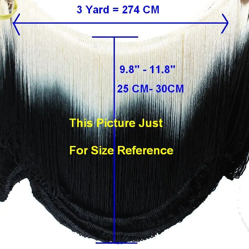 Латинская бахрома с кисточками Dip Dye Ombre Chainette Fringes 3 Yds Dance Macrame Tutu Trimming вискозное шитье кружевная отделка Samba 25-30 см - Цвет: White Black