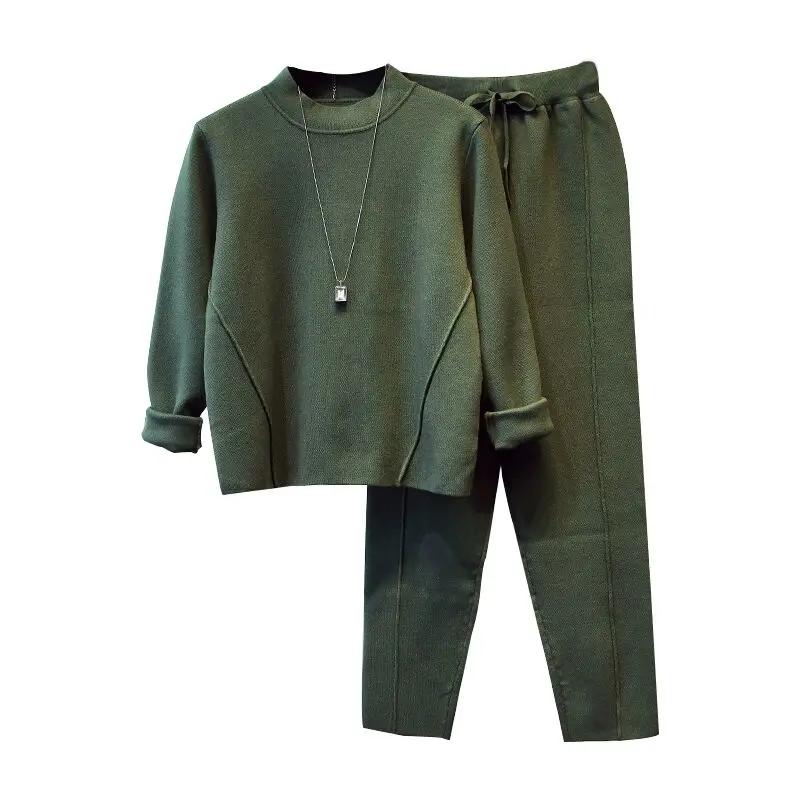 

Autumn New style British style simple loose knit sweater Women Hallen feet pants two sets of women