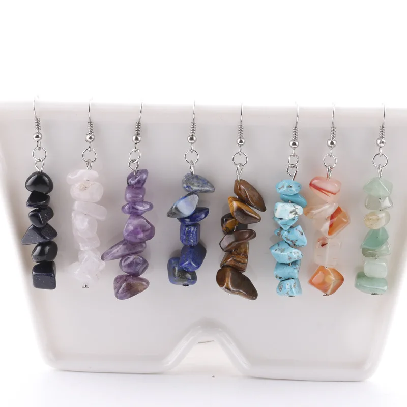 

Fashion Natural Stone Dangle Earrings Handmade Nature Texture Crystal Quartz Earrings Drop For Women Jewelry Bohemia Accessories