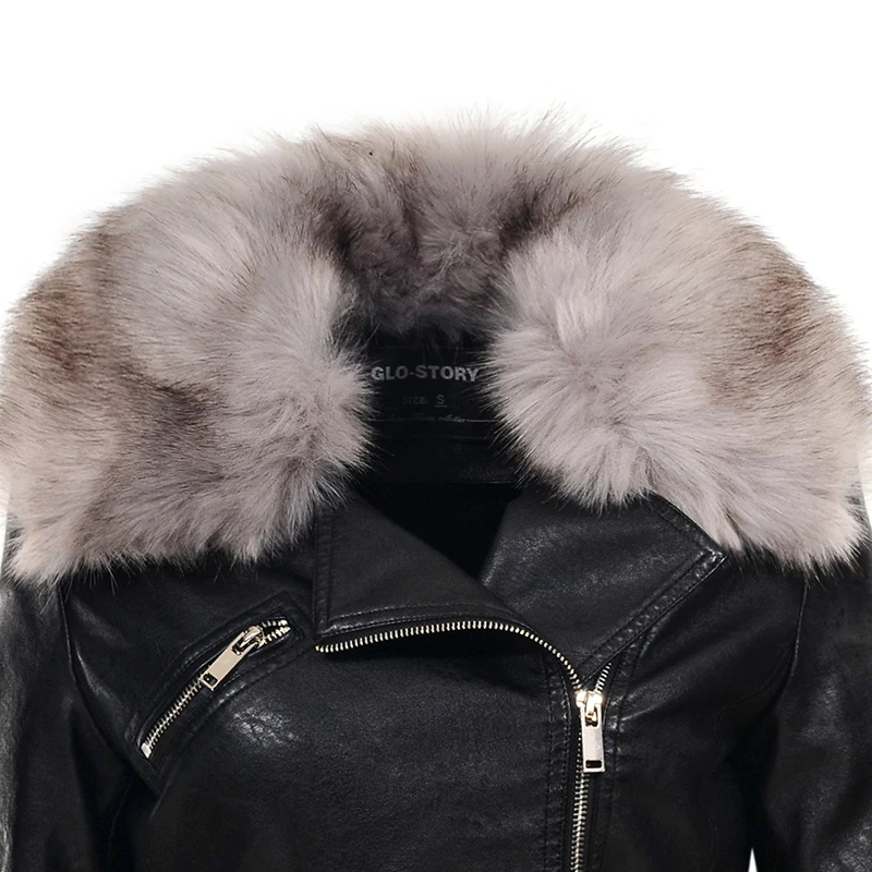 Куртка женская из искусственной кожи с меховым воротником 5066|pu leather jacket coat|jacket