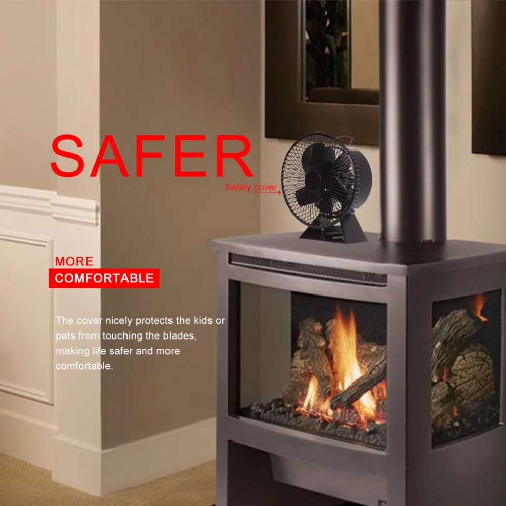 VODA Heat Powered Stove Fan with Protective Cover