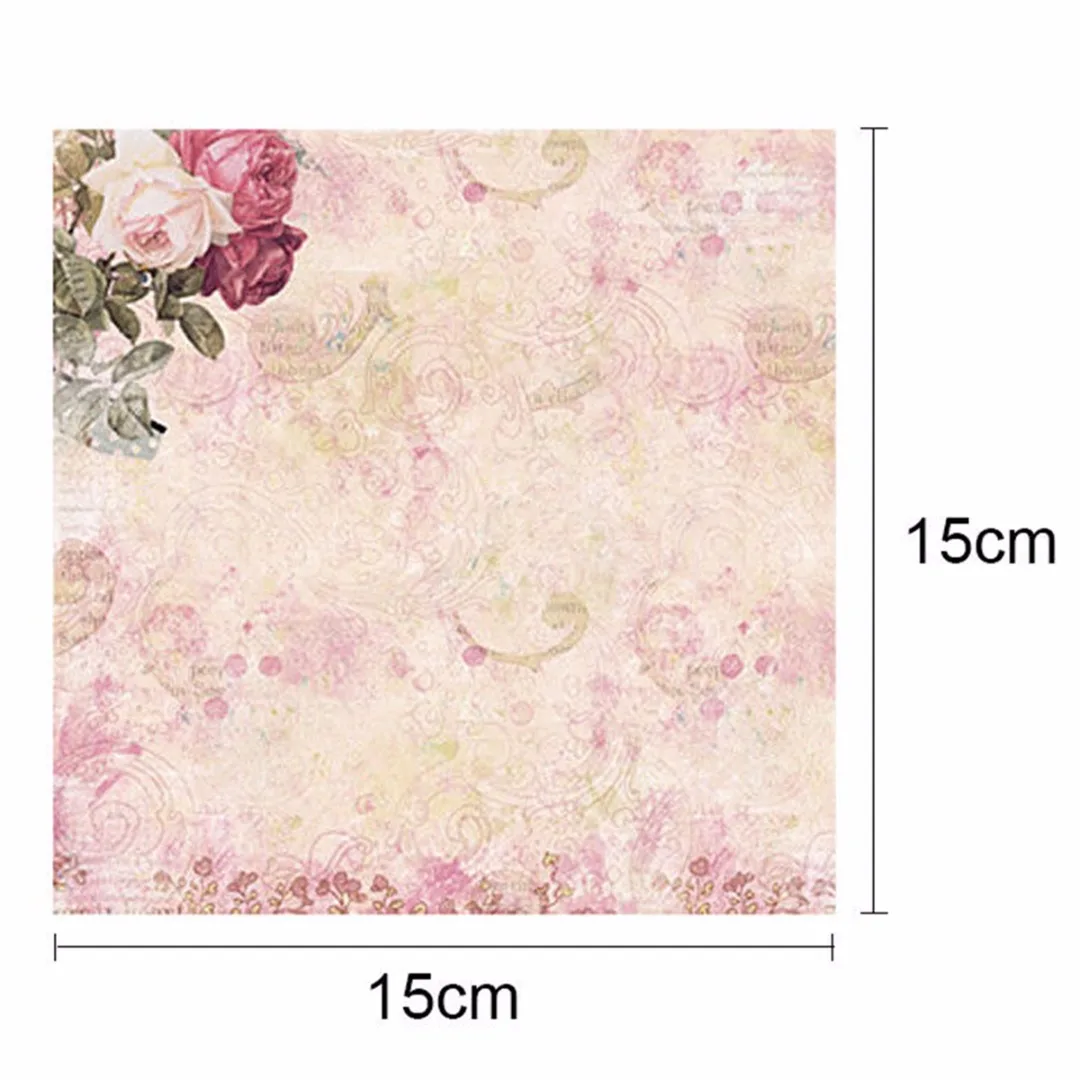 24pcs 6"*6" Romantic Flowers Vintage Album Scrapbook Cards Background Paper