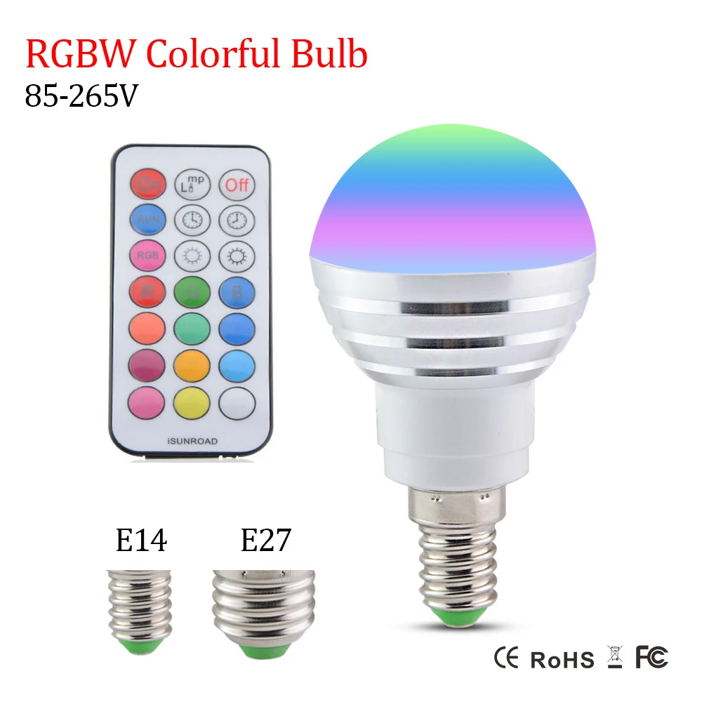 

LED RGB Bulb Light E27 E14 220V 110V Lamp With 21 Keys Remote Controller Lampada Bombillas Led Party Christmas Decorative Lights