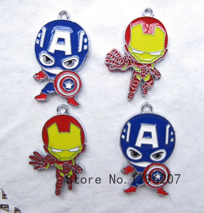 

10 Pcs Iron Man Captain America Cartoon Charm Necklace/Bracelet/Earrings Pendants DIY Jewelry Making Accessories T-141