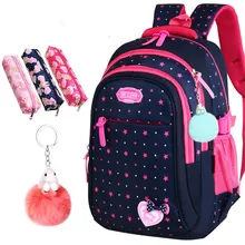Cute Girls School Bags Children Primary Backpack Stars Print Princess Schoolbag Cute Bowknot Kids Bookbags Mochila Escolar