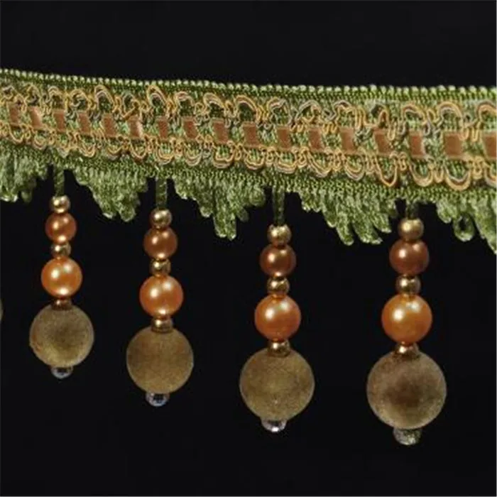12m Velvet Crystal Beads Tassel Lace Curtain Trimmings Fringes