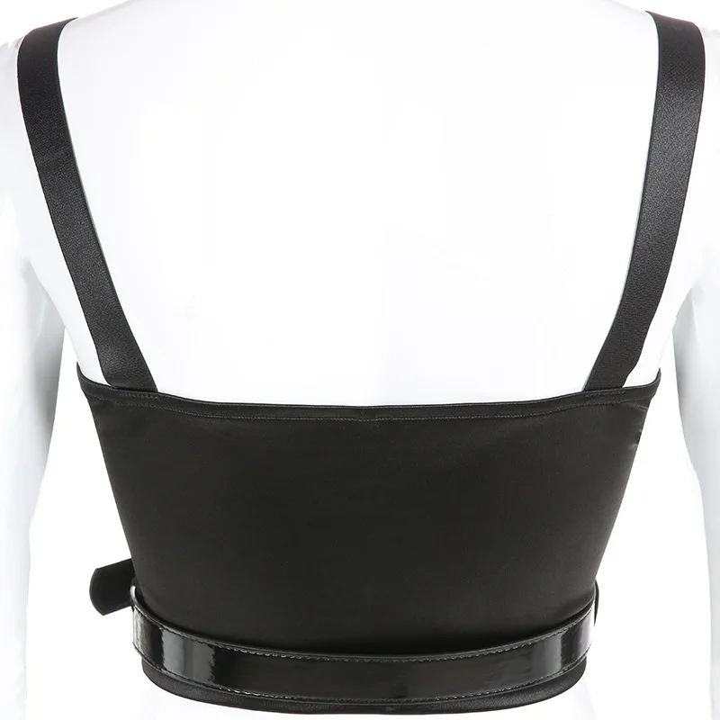 Сексуальные женские майки Весна любовь яркий пояс Camis Короткие топы жилет сплошной без рукавов черный короткий топ, бюстгальтер без косточек майка
