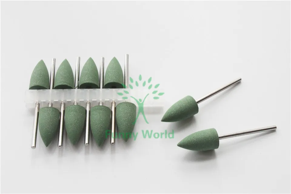 New Brand Dental Lab 10pcs Green Fine Polishing For Silicone Rubber