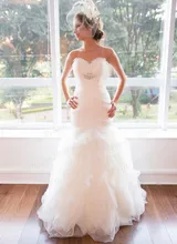Free Shipping Chic Mermaid Sweetheart Neckline Pleat Sweep Train Ruched Skirt My Lady Wedding Dresses MF092