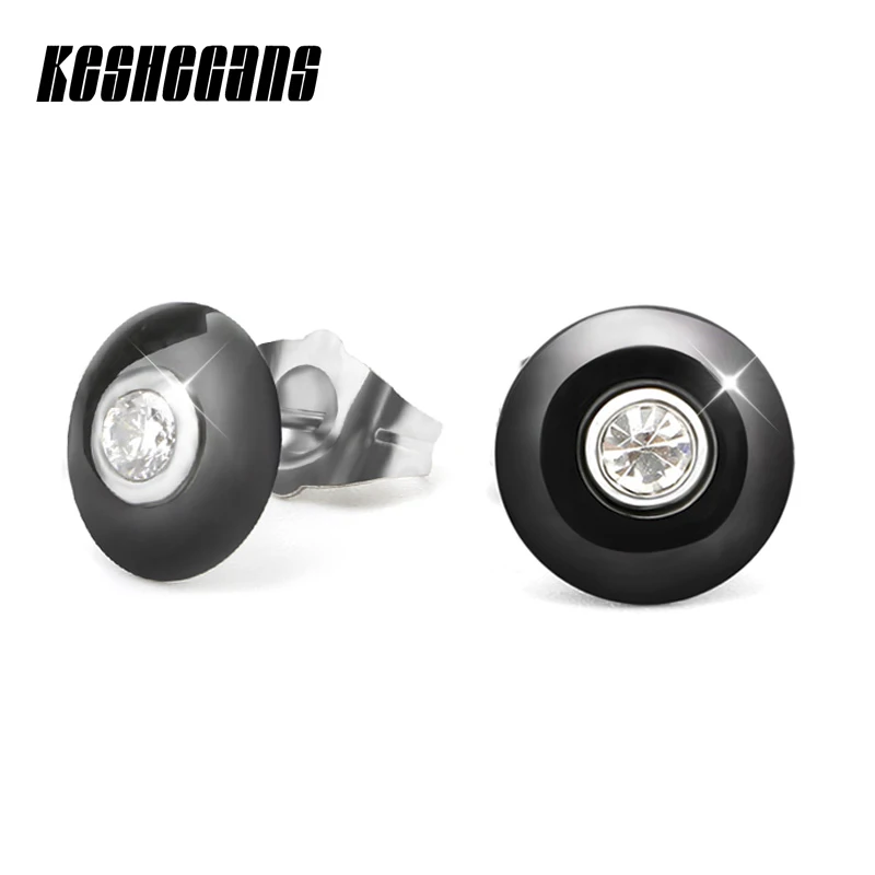 Новое поступление керамические серьги для женщин с индийским камнем кристалл черный белый 2 цвета гвоздики керамические серьги Модные ювелирные изделия