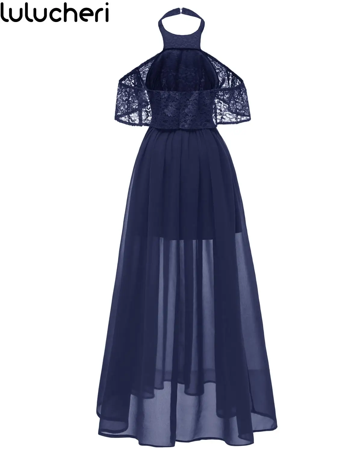 

2019 Summer Women Chiffon Halter Neck Lace Maxi Dress Retro Sexy Elegant Vintage Ladies Long Dresses For Evening Party Wedding