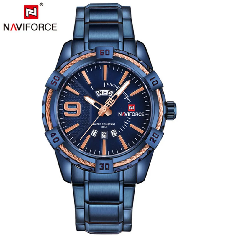 Часы NAVIFORCE мужские спортивные армейские стальные кварцевые