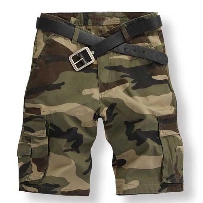 Men's summer shorts pure cotton water washing and multi - Pocket Shorts